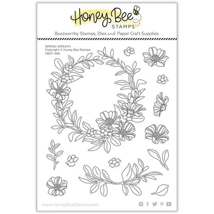 Spring Wreath - 5x6 Photopolymer Stamp Set - Retiring - Honey Bee Stamps