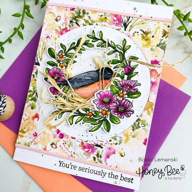 Spring Wreath - 5x6 Stamp Set - Honey Bee Stamps