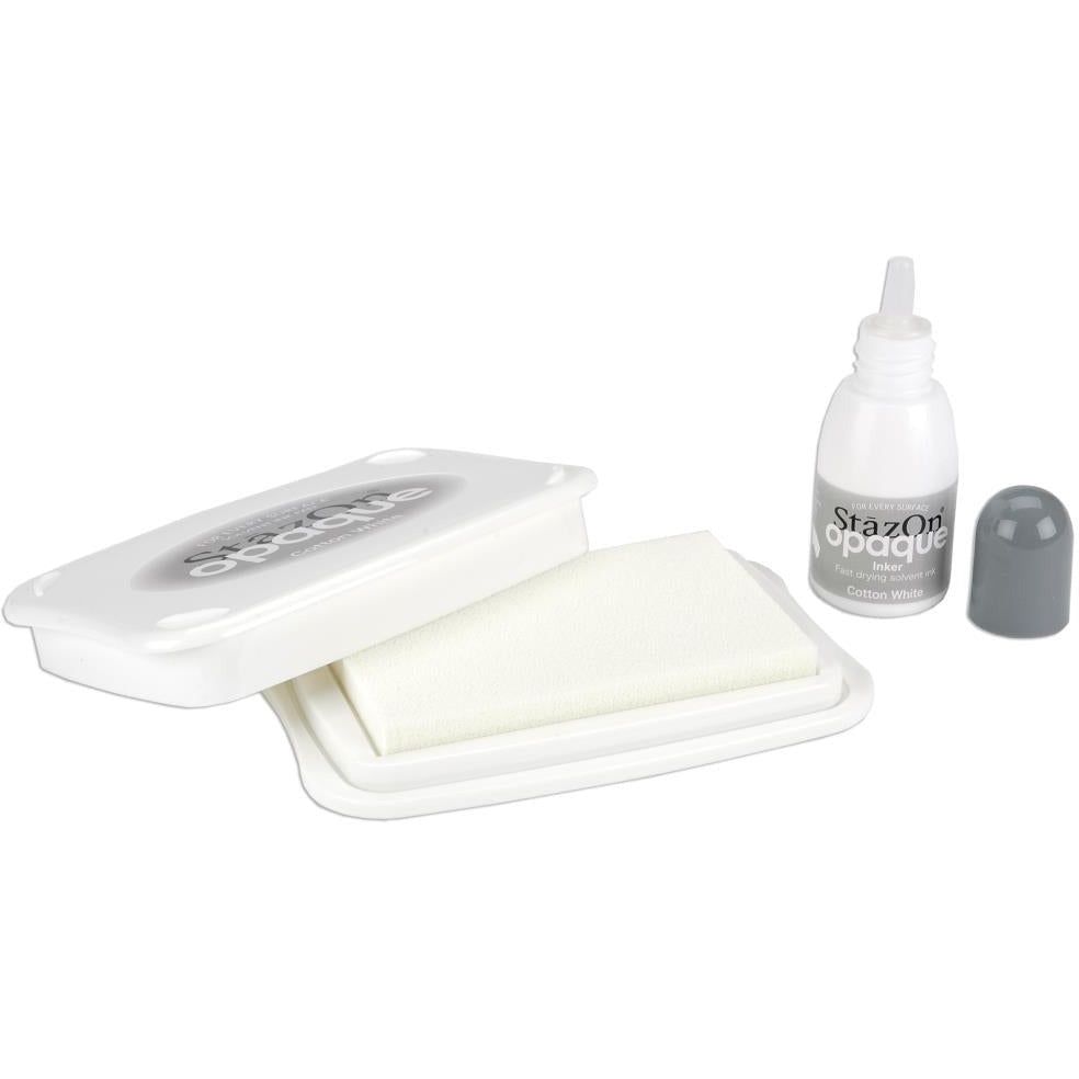 StazOn Opaque Cotton White - Permanent Solvent Ink Kit - Stamp On Any Surface - Honey Bee Stamps