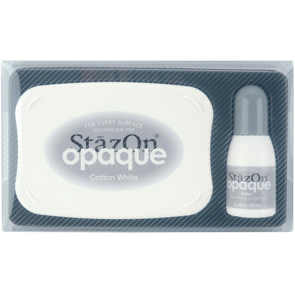 StazOn Opaque Cotton White - Permanent Solvent Ink Kit - Stamp On Any Surface - Honey Bee Stamps