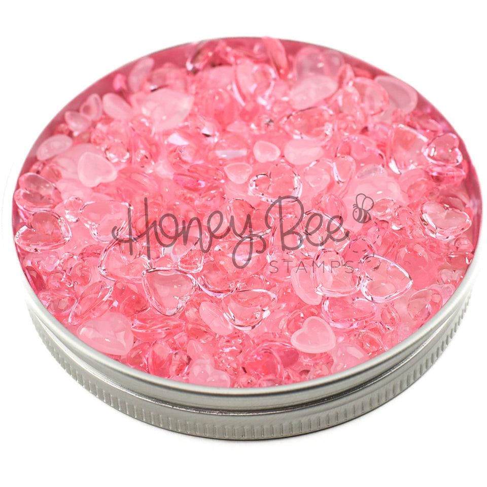 Strawberry Ice - Pink Acrylic Hearts Embellishment Mix - Honey Bee Stamps