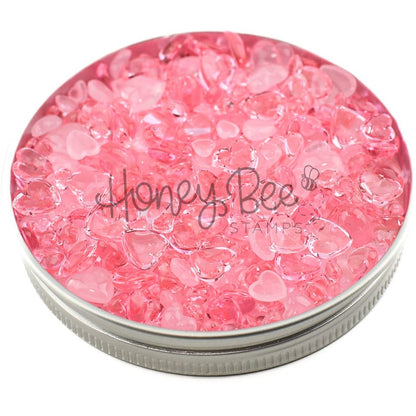 Strawberry Ice - Pink Acrylic Hearts Embellishment Mix - Honey Bee Stamps