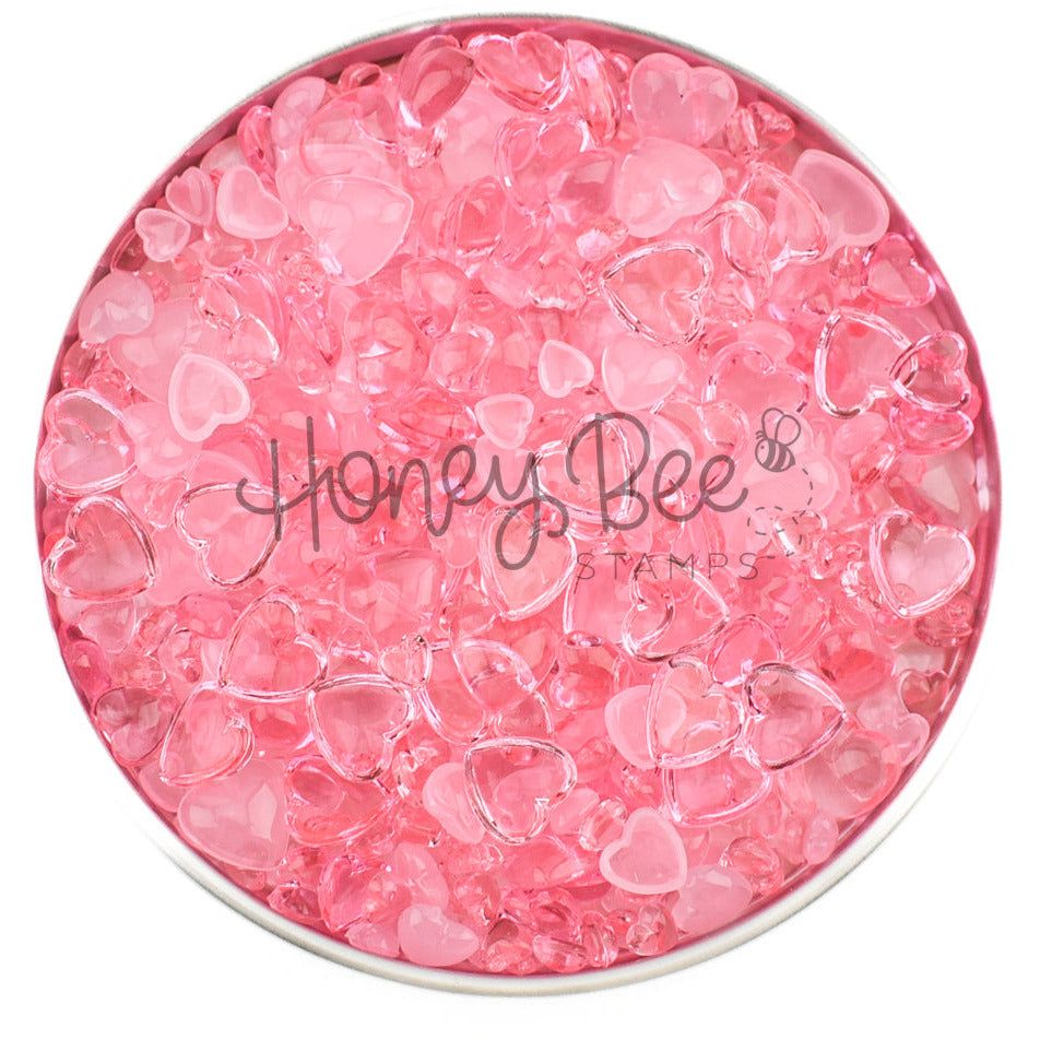 Strawberry Ice - Pink Acrylic Hearts Embellishment Mix - Honey Bee Stamps