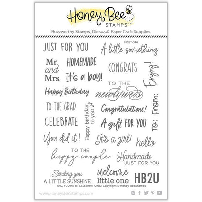 Tag, You're It: Celebrations - 5x6 Photopolymer Stamp Set - Honey Bee Stamps