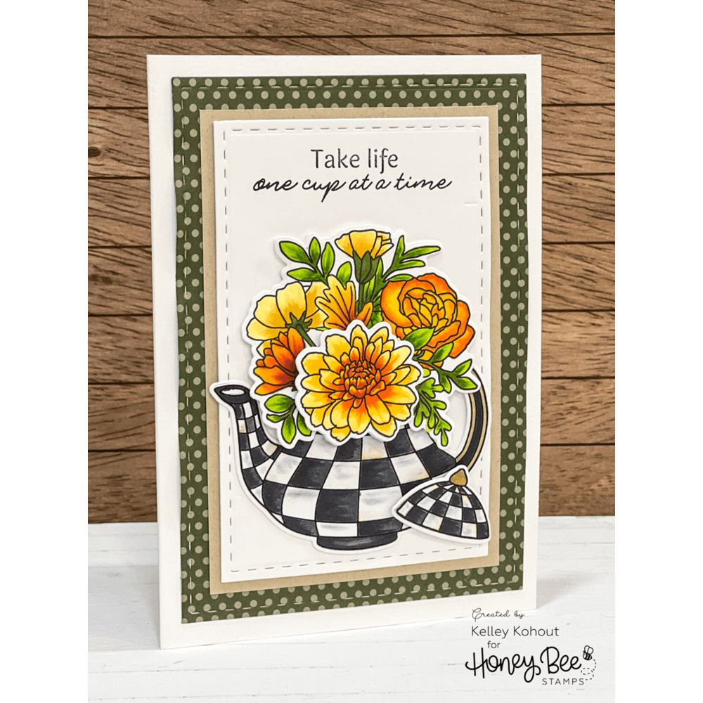Teatime Florals - 6x8 Photopolymer Stamp Set - Retiring - Honey Bee Stamps