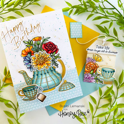Teatime Florals - 6x8 Photopolymer Stamp Set - Retiring - Honey Bee Stamps