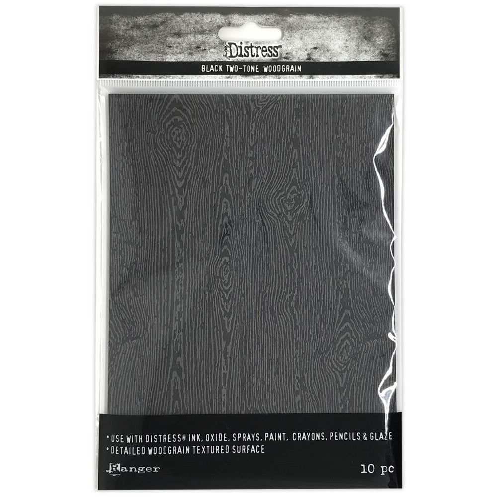 Tim Holtz Distress Black Woodgrain Cardstock 5"X7" 10/Pkg - Honey Bee Stamps