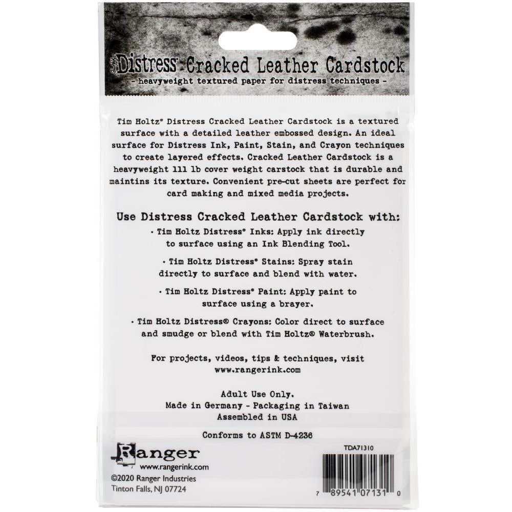 Tim Holtz Distress Cracked Leather Cardstock - 12 Pack - A2 Size 4.25" x 5.5" - Honey Bee Stamps
