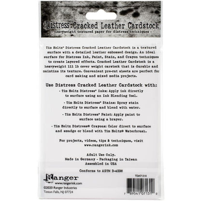 Tim Holtz Distress Cracked Leather Cardstock - 12 Pack - A2 Size 4.25" x 5.5" - Honey Bee Stamps
