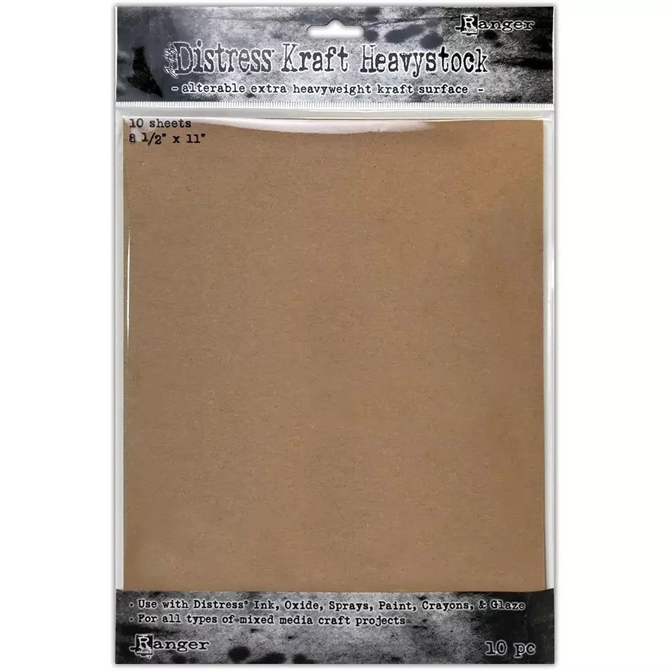 Tim Holtz Distress Kraft Heavystock 8.5x11" 10 Pack - Honey Bee Stamps