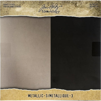 Tim Holtz Idea - Ology Kraft Stock Pad 8"X8" 36 Sheets - Metallic Cardstock - Honey Bee Stamps