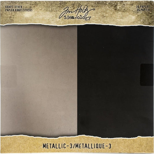 Tim Holtz Idea - Ology Kraft Stock Pad 8"X8" 36 Sheets - Metallic Cardstock - Honey Bee Stamps