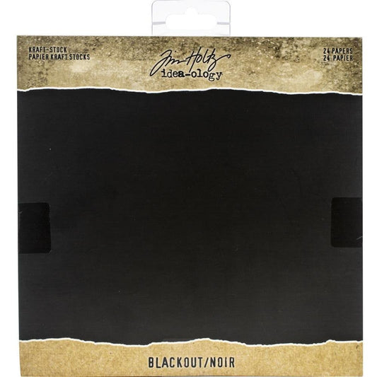 Tim Holtz Kraft Stock Pad 8"X8" 24/Pkg - Blackout Solid Matte Black Cardstock - Honey Bee Stamps