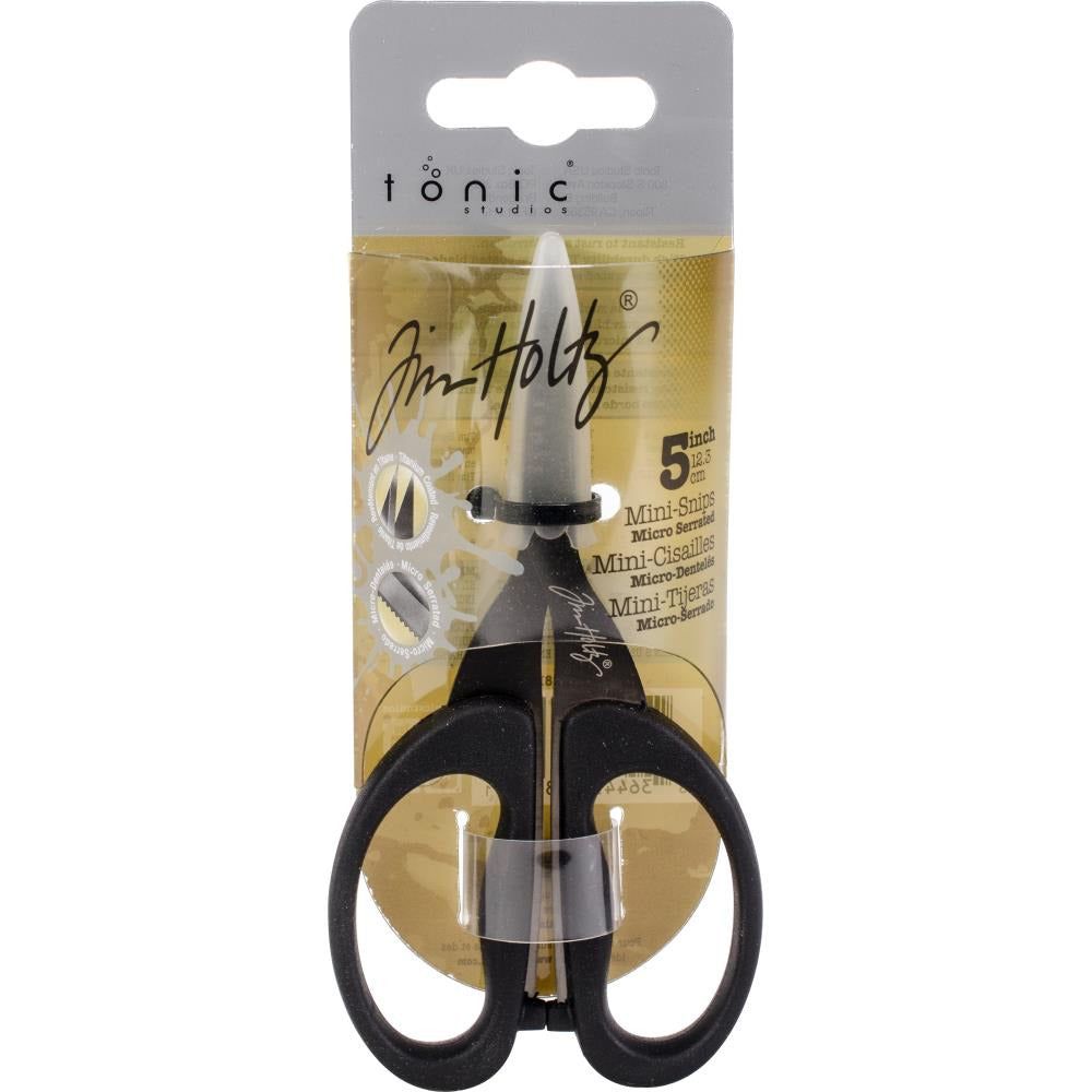 Tim Holtz Non-Stick Titanium Micro Serrated Mini Snips 5" - Honey Bee Stamps