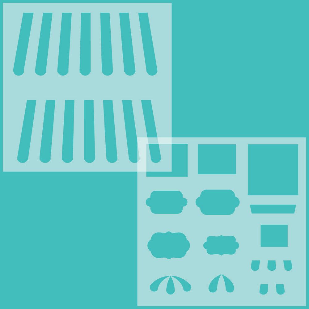 Treat Shop Add - On - Set of 2 - 6"x6" Coordinating Stencils - Retiring - Honey Bee Stamps