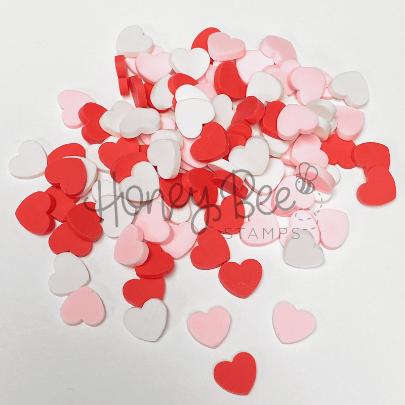 True Love - Red, Pink and White Clay Hearts - Honey Bee Stamps