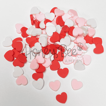 True Love - Red, Pink and White Clay Hearts - Honey Bee Stamps