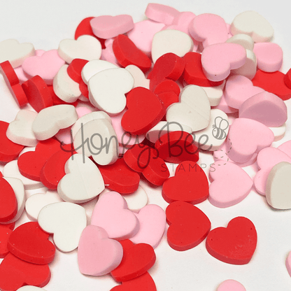 True Love - Red, Pink and White Clay Hearts - Honey Bee Stamps