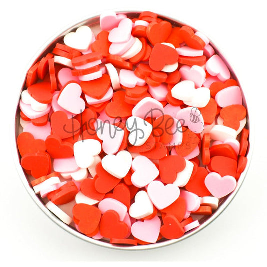 True Love - Red, Pink and White Clay Hearts - Honey Bee Stamps