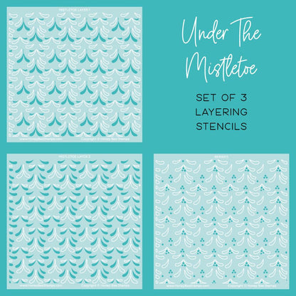 Under The Mistletoe - Set of 3 - 6"x6" Background Stencils - Honey Bee Stamps