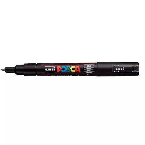 Uni Posca - PC - 1M - Black Extra - Fine Bullet Tip Acrylic Paint Pen - Honey Bee Stamps