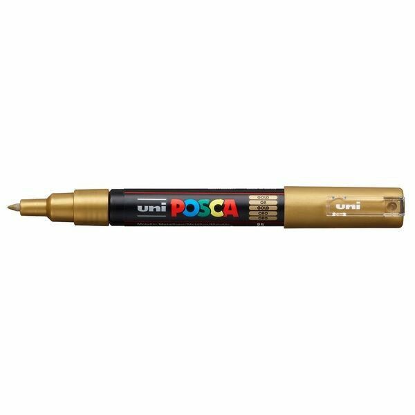 Uni Posca - PC - 1M - Gold Extra - Fine Bullet Tip Acrylic Paint Pen - Honey Bee Stamps