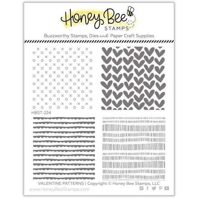 Valentine Patterns - 4x4 Stamp Set - Honey Bee Stamps