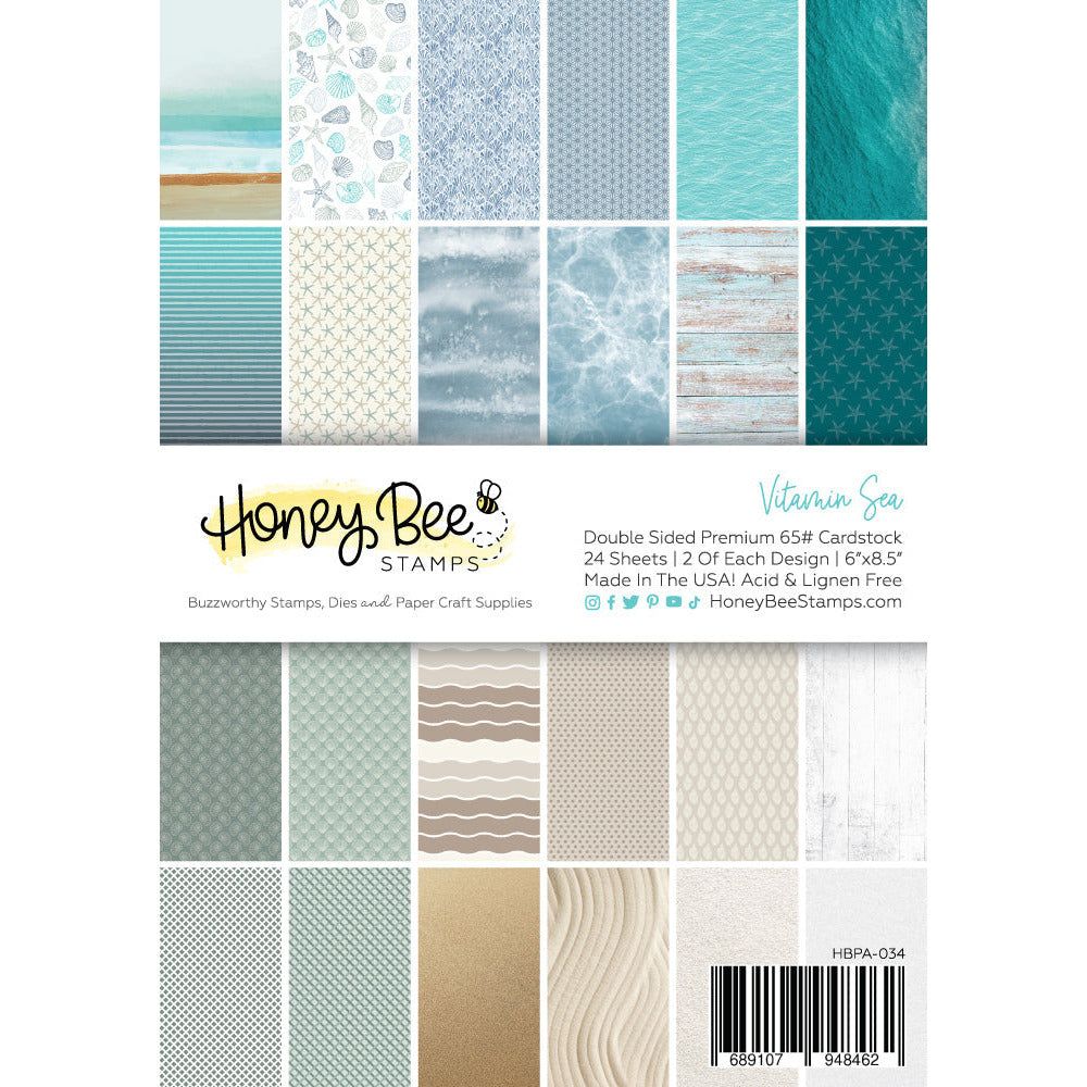 Vitamin Sea Paper Pad 6x8.5 - 24 Double - Sided Sheets - Honey Bee Stamps