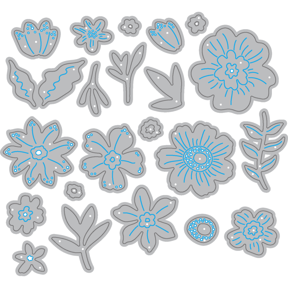 Whimsical Spring Flowers - Honey Cuts - Stand - Alone Dies - Honey Bee Stamps