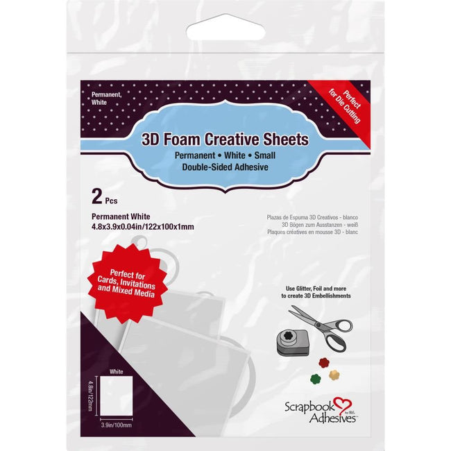White 3D Self-Adhesive Foam Sheets - 4.8"x3.9"x.04" 2/Pkg - Honey Bee Stamps