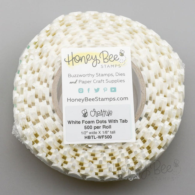 White Foam Dots With Tab - 1/2" x 1/8" - 500pk - Honey Bee Stamps