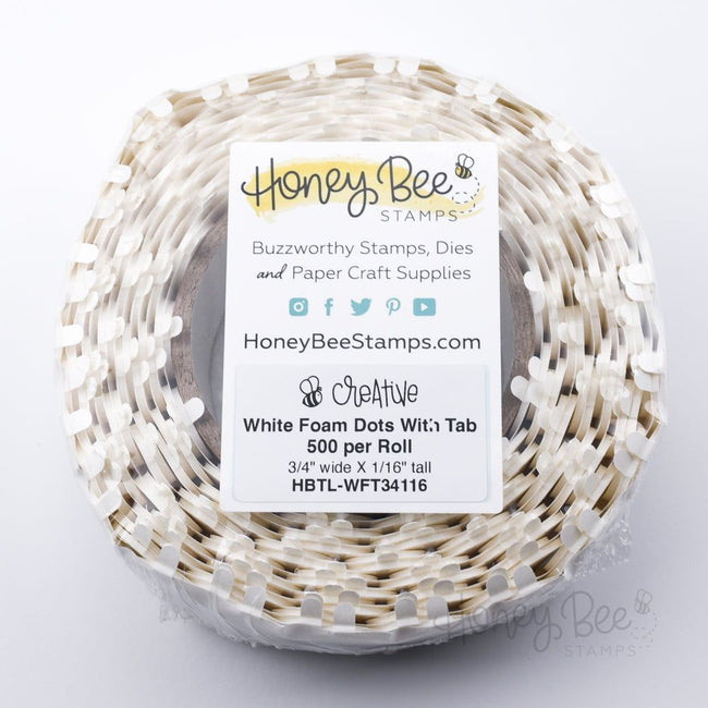 White Foam Dots With Tab 3/4" x 1/16" - 500pk - Honey Bee Stamps
