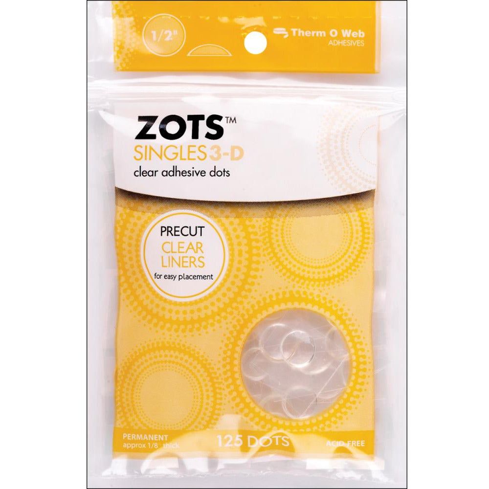 Zots Singles 3-D Clear Adhesive Dots - 1/2"x1/8" 125 pk - Honey Bee Stamps